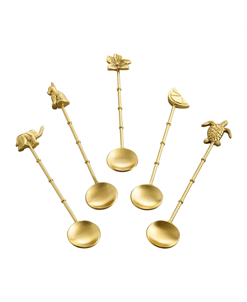 Gauri Kohli Amaelia Teaspoons, Set Of 5 In Matte Gold Tone