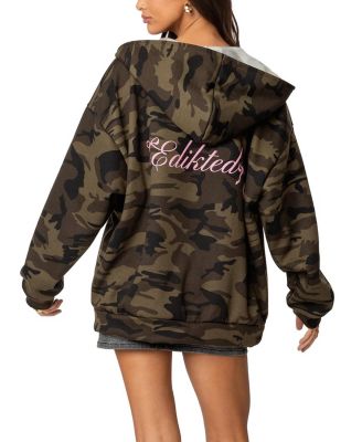 Camo Oversized Bow Detail Hoodie