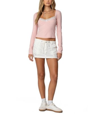 Morgyn Lace Trim Ribbed Top