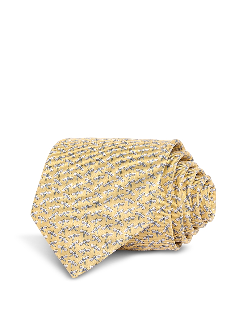 Ferragamo Silk Classic Dragonfly Tie In Giallo