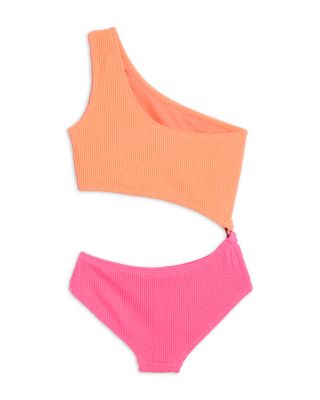 Girls&#39; Cutout One Shoulder One Piece Swimsuit - Big Kid