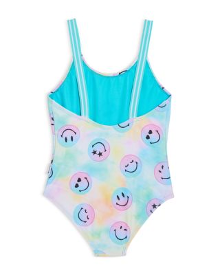 Girls' Smile Print One Piece Swimsuit - Little Kid