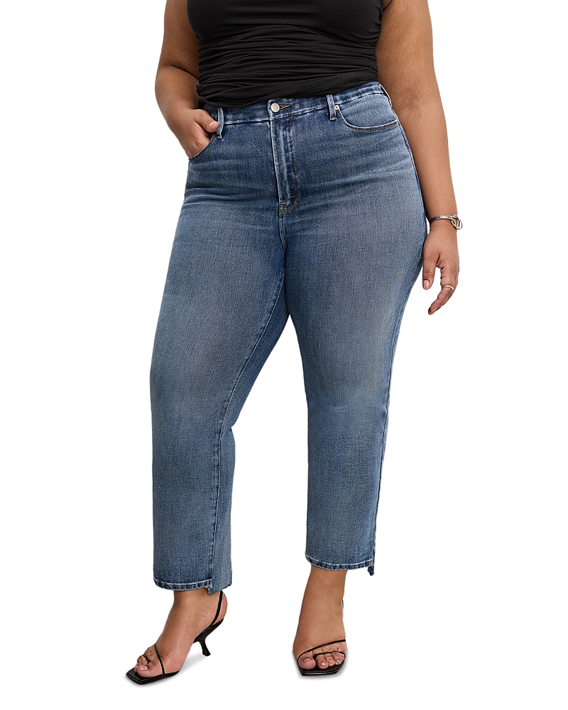 Good American Soft Tech Good Legs Straight Jeans In Indigo In Indigo