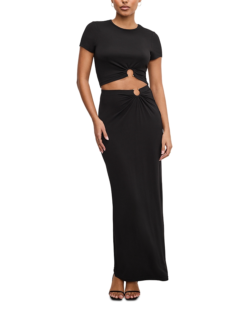 Good American Stretch Jersey Maxi Skirt In Black