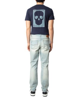 John Distressed Straight Fit Jeans in Light Blue