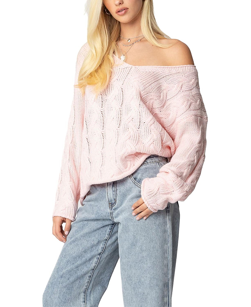 Shop Edikted Inga Oversized Cable Knit Sweater