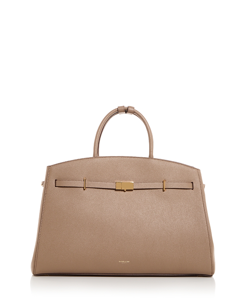 Demellier The Hudson Leather Tote In Dark Sand