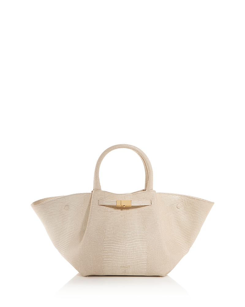 Demellier The Midi New York Embossed Leather Tote In Ecru