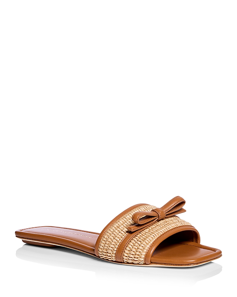 Stuart Weitzman Slide Sandals With Bow Detail In Hazel/natural