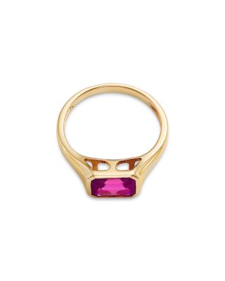 Rhodolite Solitaire Ring in 14K Yellow Gold