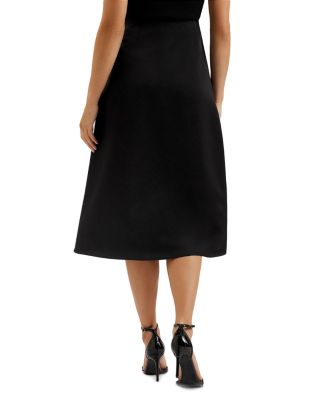 Erva Asymmetric Satin Faux Wrap Skirt