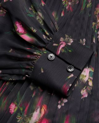 Printed Pleated Skirt Maxi Dress