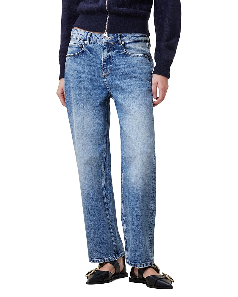 Allsaints Ida High Rise Straight Jeans In Mid Indigo In Mid Indigo