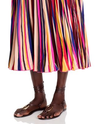 Diagonal Stripes Multicolor Midi Skirt