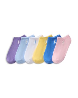Ralph Lauren - Girls' Classic Solid Low Cut Socks, Pack of 6 - Little Kid, Big Kid