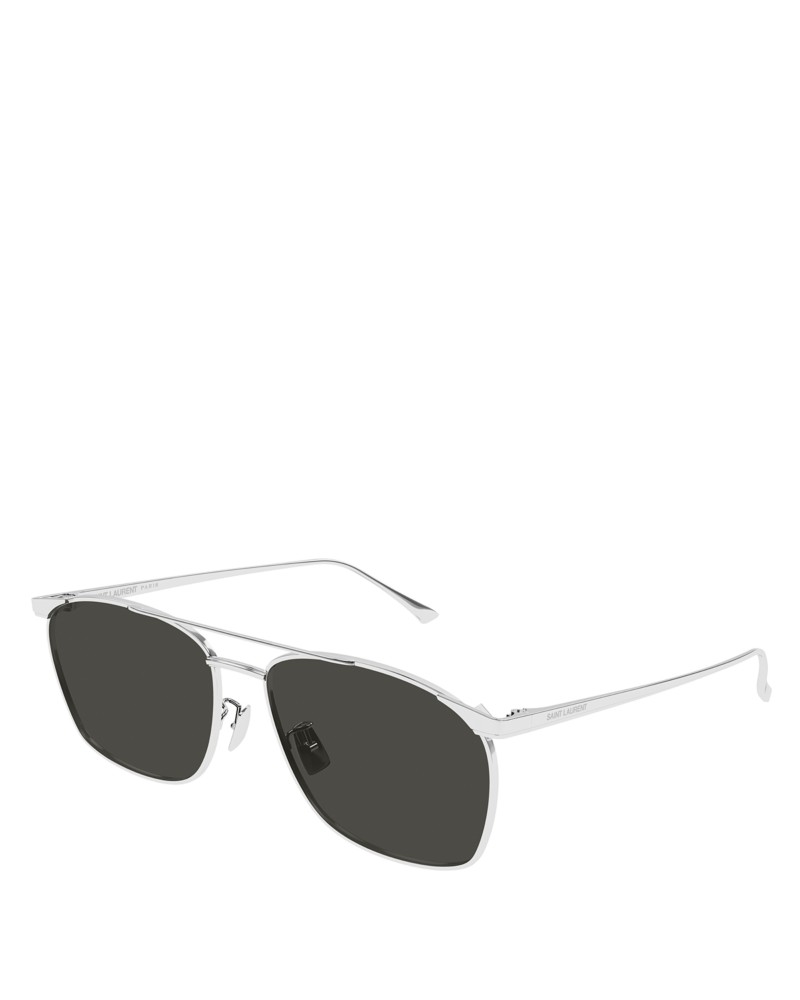 Saint Laurent Vincent Navigator Sunglasses, 57mm in Silver