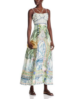 Printed Linen Maxi Dress
