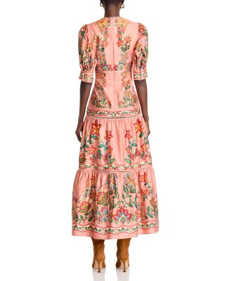 Pink Garden Delight Short Sleeve Maxi Dress