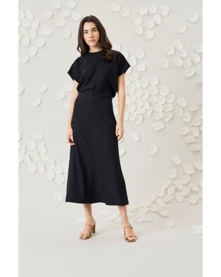Short Sleeve Gathered Midi Dress