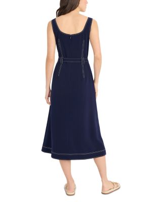 Sleeveless Square Neck Belted Dress