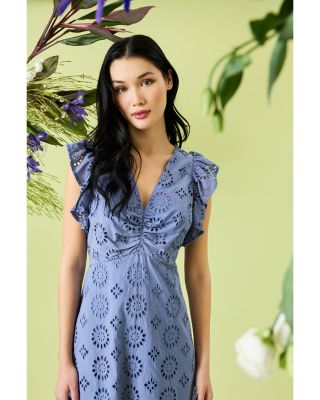 Ruched Flutter Sleeve Dress