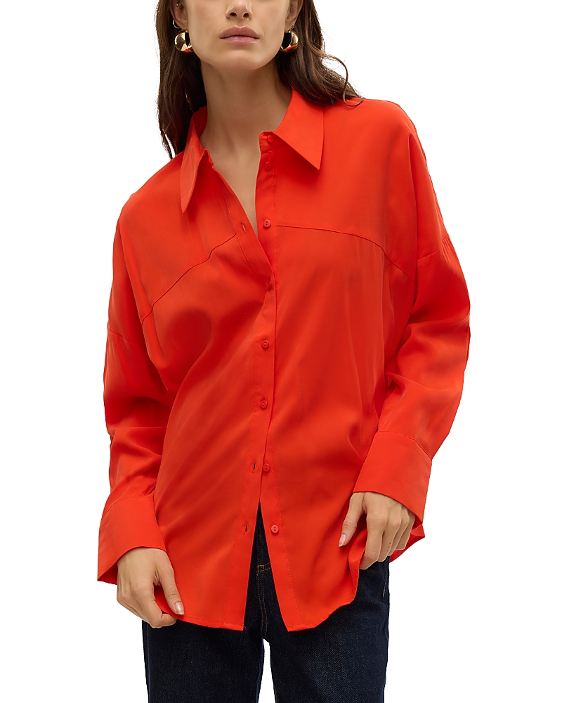 Vero Moda Vmkia Long Sleeve Shirt In Fiery Red