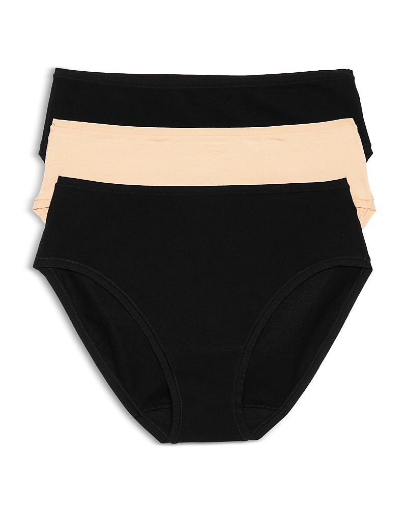 Natori Bliss Bare Cotton Hipster 3-pack In Black/black/cafe