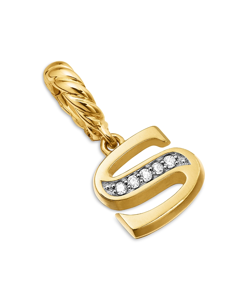 David Yurman 18K Gold Amulets Diamond Pave Initial Pendant