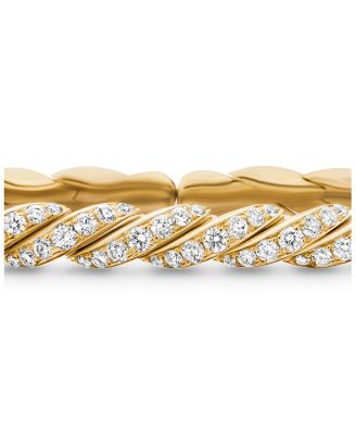 Sculpted Cable Flex Bracelet in 18K Yellow Gold with Diamonds, 5mm
