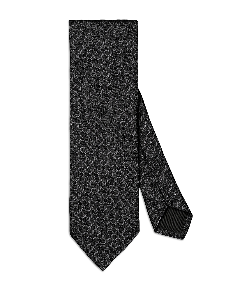 Eton Geometric Silk Tie In Black