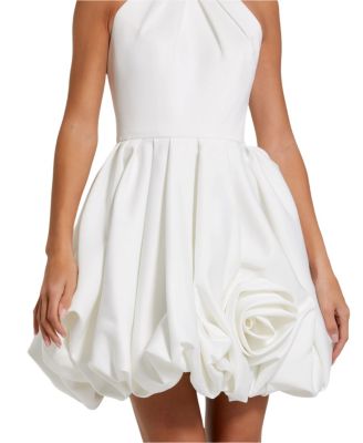 Satin High Neck Sleeveless Bubble Hem Mini Dress