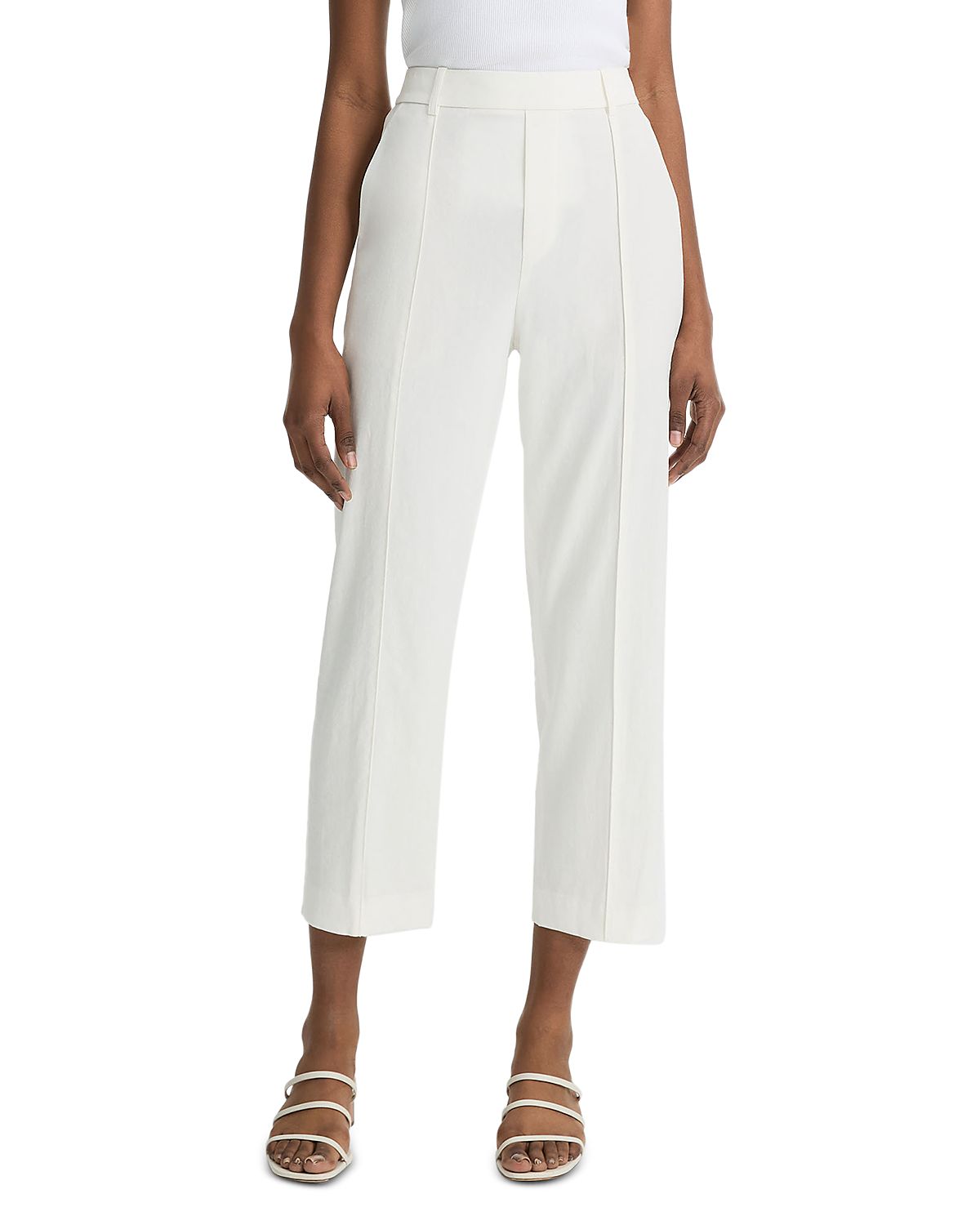 Vince Linen Blend Mid Rise Tapered Pull On Pants