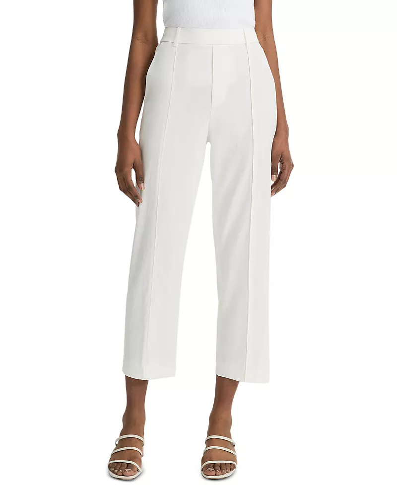 Vince Linen Blend Mid Rise Tapered Pull On Pants