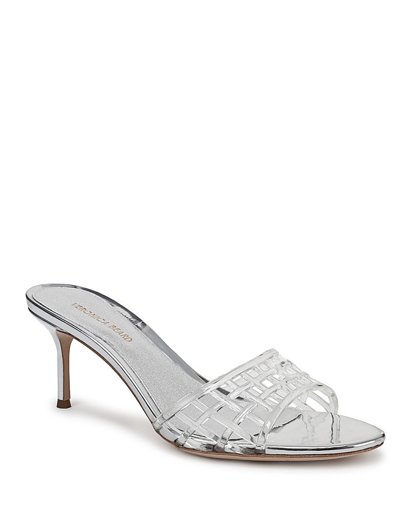 Veronica Beard Tia Jelly Stiletto Slide Sandals In Clear/silver