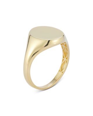 14K Yellow Gold Flat Oval Signet Ring
