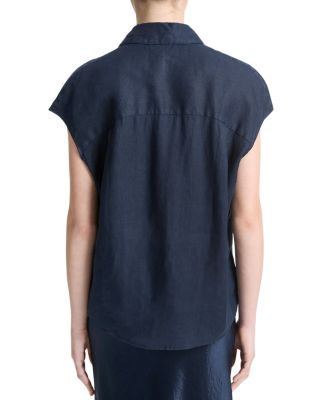 Linen Cap Sleeve Shirt