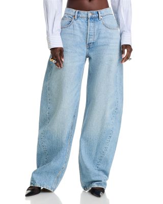 alexanderwang.t - High Rise Barrel Jeans in Classic Light Indigo