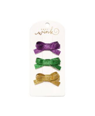  Girls' Mardi Gras Bow Clip Set - Little Kid, Big Kid