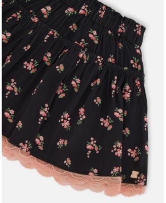 Girls' Printed Flowers Flare Viscose Skirt - Little Kid