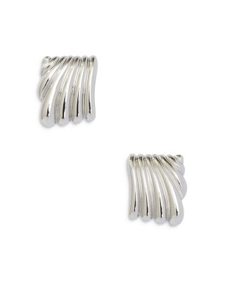 Wavy Square Stud Earrings - Exclusive