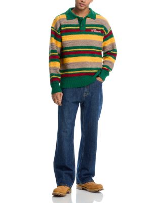 Cooper Regular Fit Striped Knit Polo Sweater 
