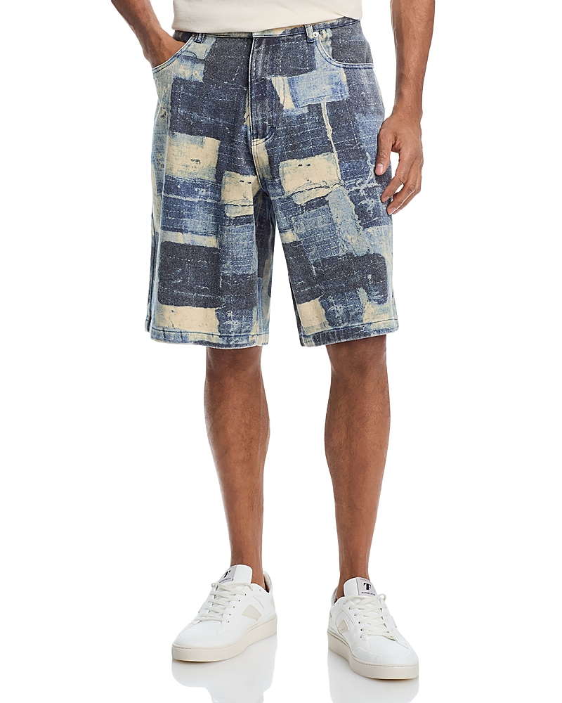 Pleasures Boro Baggy Denim Shorts In Indigo