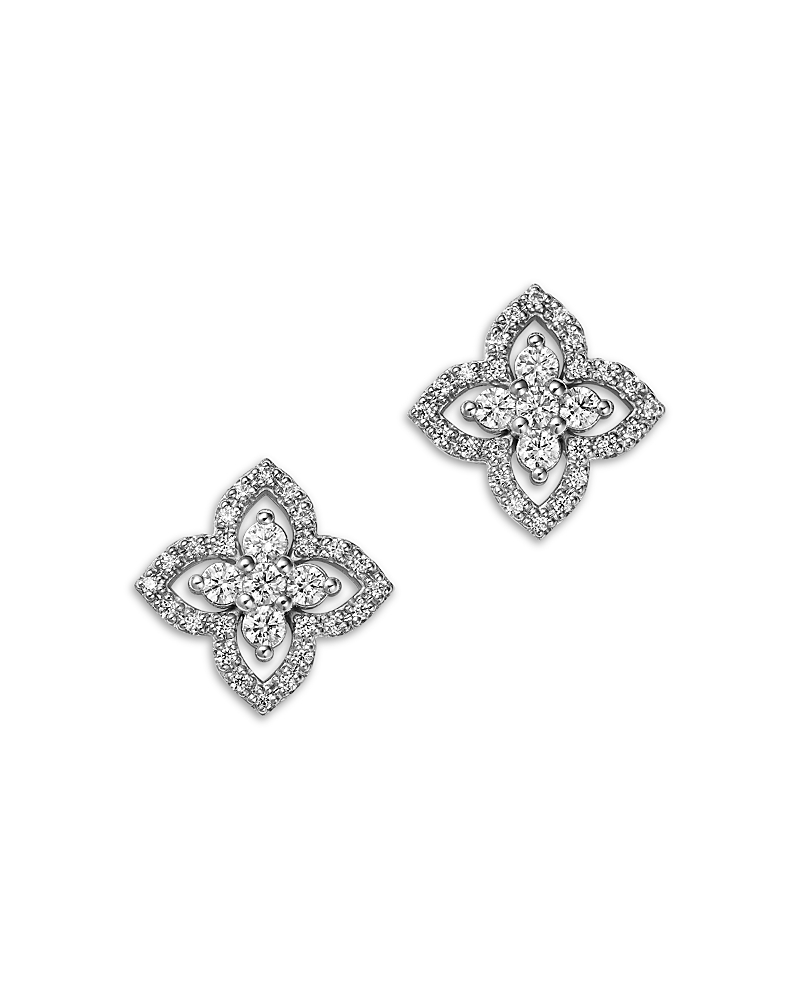 Bloomingdale's Fine Collection Diamond Clover Stud Earrings In 14k White Gold, 0.50 Ct. T. W. In White