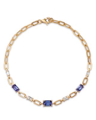 Bloomingdale's Fine Collection Tanzanite & Diamond Square Link Bracelet in 14K Yellow Gold