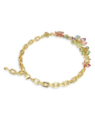 Idyllia Mixed Cut Multicolor Crystal Flower Statement Necklace, 14.875-16.875"