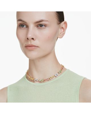 Gema Mixed Cut Multicolor Crystal Tennis Necklace, 14.875-17.75&amp;quot;