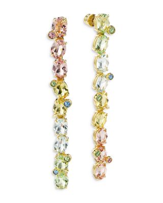 Gema Mixed Cut Multicolor Crystal Asymmetrical Linear Drop Earrings