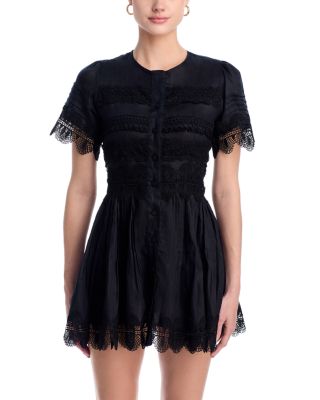 Violette Lace Trim Linen Dress