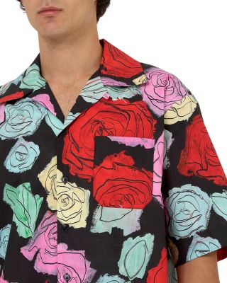 Printed Short Sleeve Button Front Camp Shirt