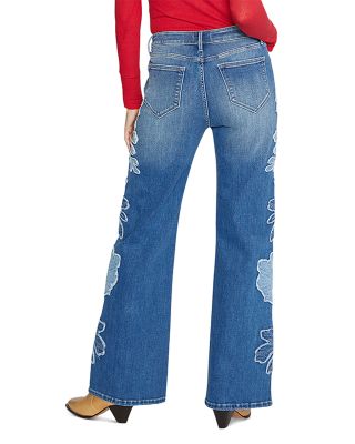 Charlee x Denim Patch Wide Legs Jeans in Medium Wash